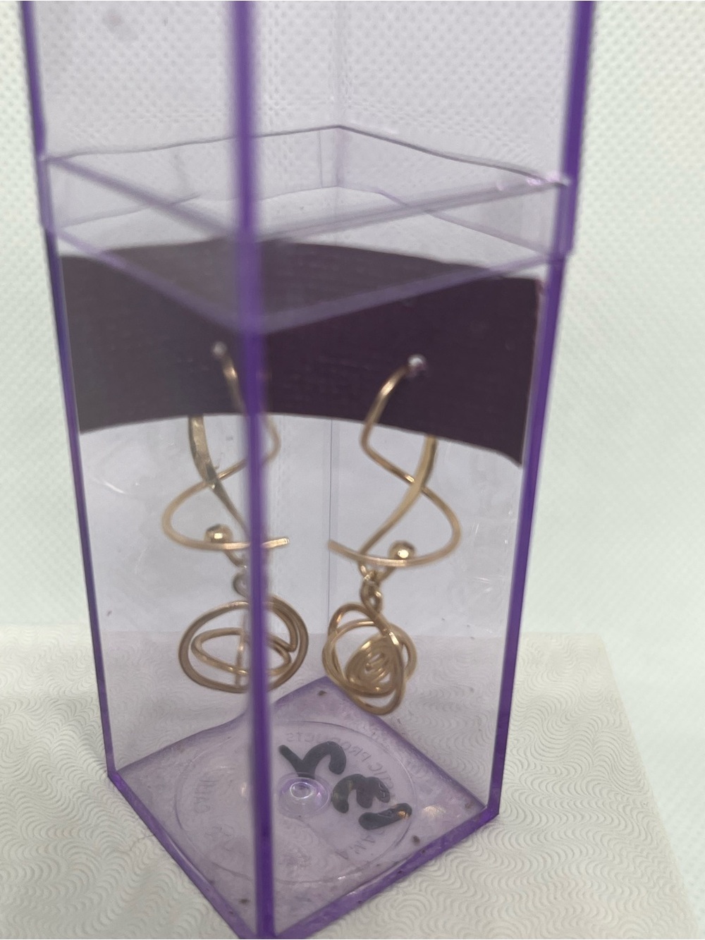 Harry Mason vintage Gold spiral Earrings Earspiral - original purple box